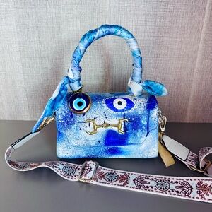 Artistic Crossbody Bag with Evil Eye Design